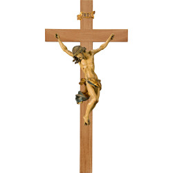 Cristo Barroco en cruz de roble simple ancha